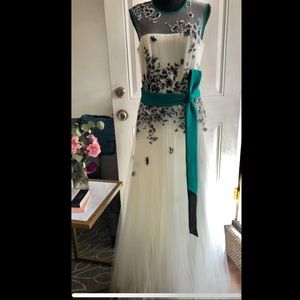 Tadashi Shoji white floral gown